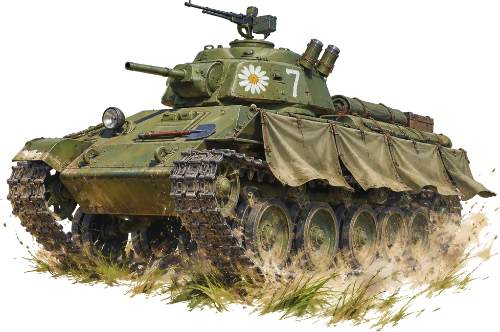 Ludmila rakitan Scout: turret kecil, meriam ramping, rok kanvas di samping